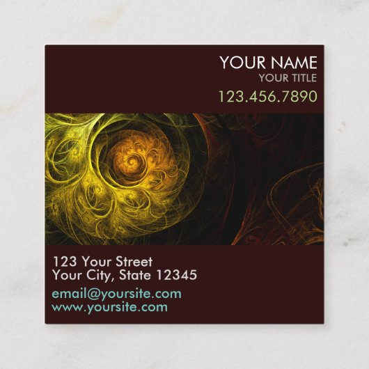 Sunrise Floral Red Abstract Art Professional Vierkante Visitekaartje (Achterkant)