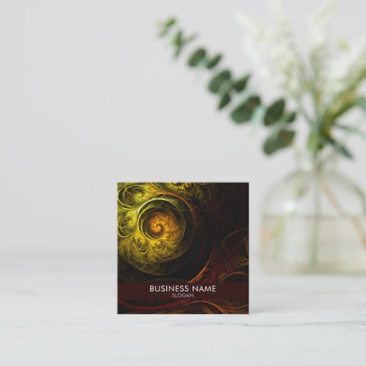 Sunrise Floral Red Abstract Art Professional Vierkante Visitekaartje (Staand voorkant)