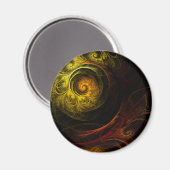 Sunrise Floral Red Abstract Art Round Magnet (Voorkant / Achterkant)