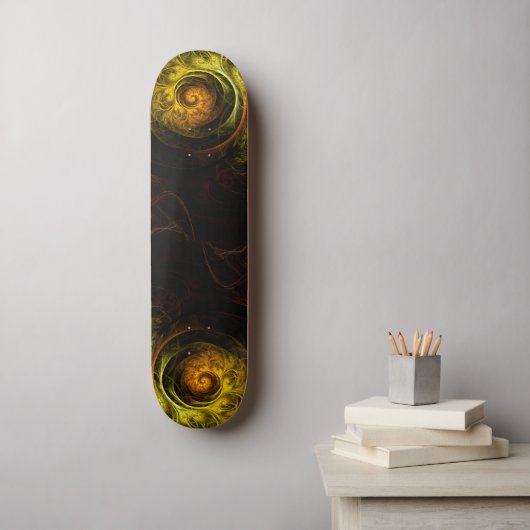 Sunrise Floral Red Abstract Art Skateboard (Muurkunst)