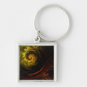 Sunrise Floral Red Abstract Art Small Sleutelhanger