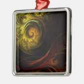 Sunrise Floral Red Abstract Art Square Metalen Ornament (Links)