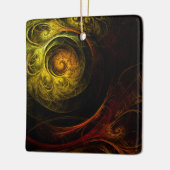 Sunrise Floral Red Abstract Art Square Ornament (Links)