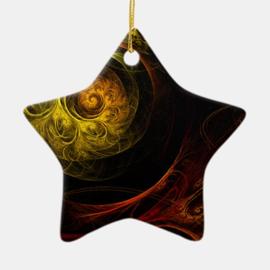 Sunrise Floral Red Abstract Art Star Ornament (Voorkant)