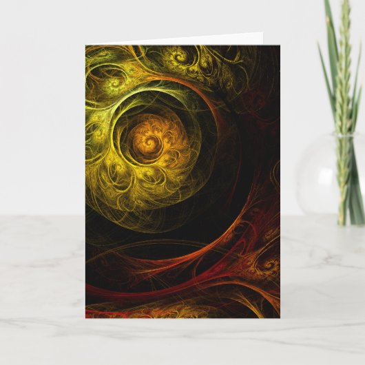 Sunrise Floral Red Abstract Art Wenskaart Kaart (Voorkant)