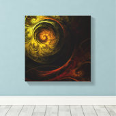 Sunrise Floral Red Abstract Black en White Canvas Afdruk (Insitu (Houten vloer))