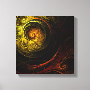 Sunrise Floral Red Abstract Black en White Canvas Afdruk