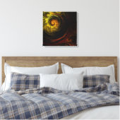 Sunrise Floral Red Abstract Quad Canvas (Insitu (Slaapkamer))
