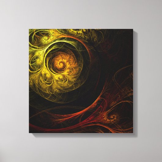 Sunrise Floral Red Abstract Quad Canvas Afdruk (Voorkant)
