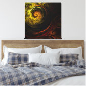 Sunrise Floral Red Abstract Wrapped Canvas Print (Insitu (Slaapkamer))