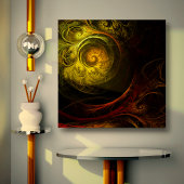 Sunrise Floral Red Abstract Wrapped Canvas Print