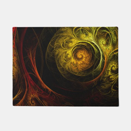 Sunrise Floral Red Abstracte kunst Deurmat (Voorkant)
