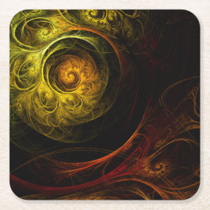 Sunrise Floral Red Abstracte kunst Kartonnen Onderzetters