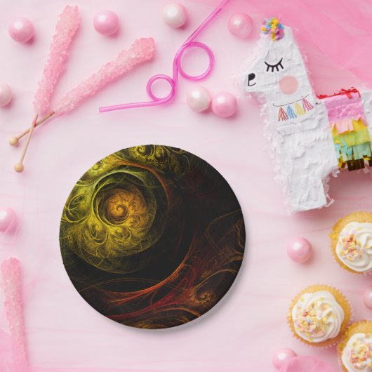 Sunrise Floral Red Abstracte kunst Papieren Bordje (Feest)