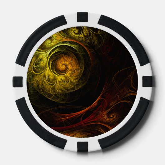 Sunrise Floral Red Abstracte kunst Poker Chips (Voorkant)