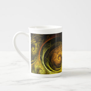 Sunrise Floral Red Abstracte kunst Porselein Kop