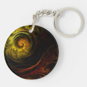 Sunrise Floral Red Abstracte kunst Sleutelhanger (Achterkant)
