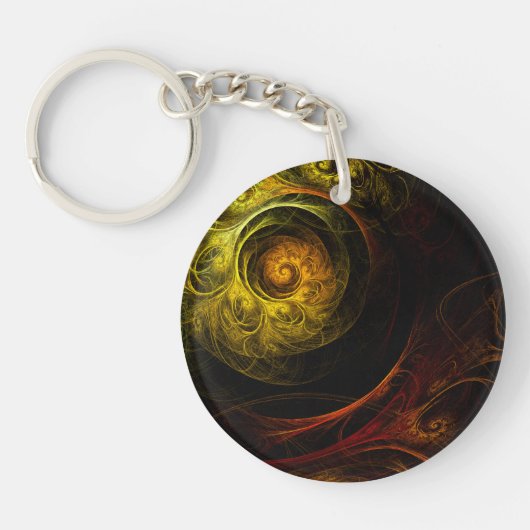 Sunrise Floral Red Abstracte kunst Sleutelhanger (Voorkant)