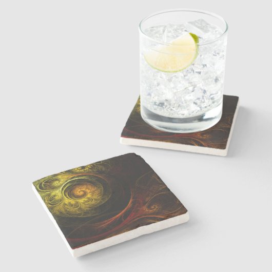 Sunrise Floral Red Abstracte kunst Stenen Onderzetter (Zijkant)