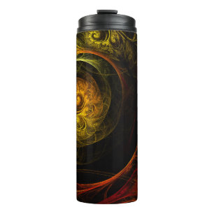 Sunrise Floral Red Abstracte kunst Thermosbeker