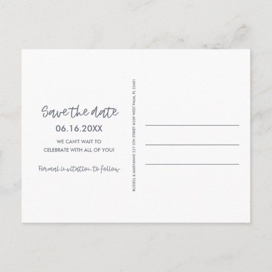 Sunrise Florida Beach Bruiloft Save the Date Aankondigingskaart (Achterkant)