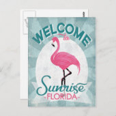 Sunrise Florida Pink Flamingo Retro Briefkaart (Voorkant / Achterkant)