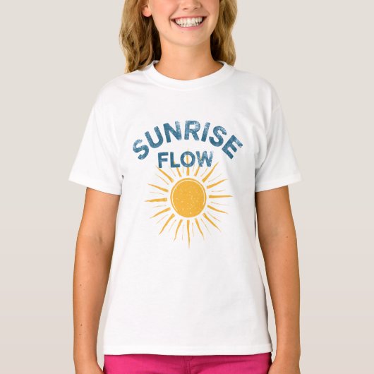 Sunrise Flow Retro Sun Graphic Print Vinyasa Yoga T-shirt (Voorkant)