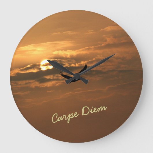 Sunrise Gold Photo Carpe Diem Ocean Grote Klok (Voorkant)