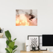 Sunrise Great Blue Heron Reflection Poster (Thuiskantoor)