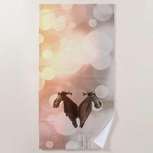 Sunrise Great Blue Heron Reflection Strandlaken (Voorkant)