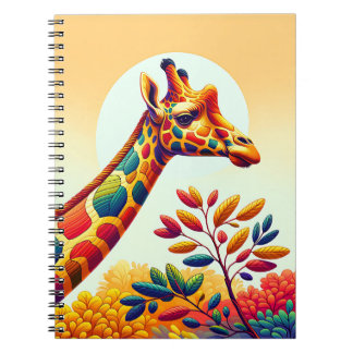 Sunrise Grove Giraffe – Moderne Natuur Kunst Notitieboek