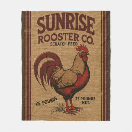  Sunrise Haan Feed Sack Design op Burlap Fleece Deken