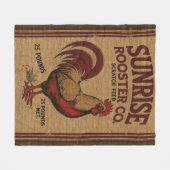 Sunrise Haan Feed Sack Design op Burlap Fleece Deken (Voorkant (Horizontaal))