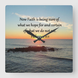 SUNRISE HEBREWS 11:1 PHOTO DESIGN VIERKANTE KLOK