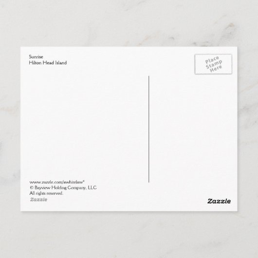 Sunrise Hilton Head Island Briefkaart (Achterkant)