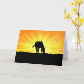 Sunrise Horse Silhouette Art Note Kaart (Gele Bloem)