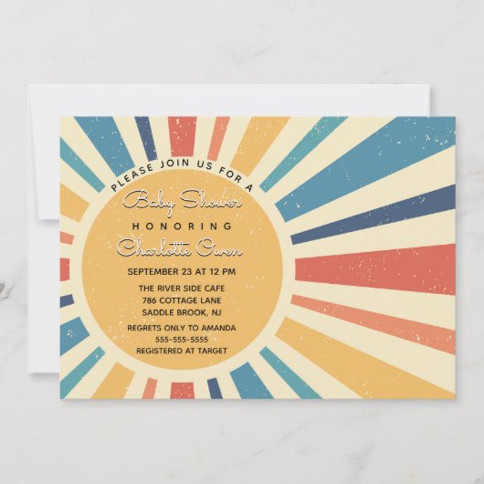 Sunrise  I Retro Sun I Sunshine Baby shower Kaart (Voorkant)