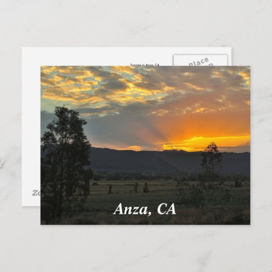 Sunrise in Anza, Briefkaart CA (Voorkant / Achterkant)