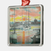 Sunrise in de haven metalen ornament (Links)