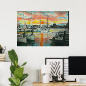 Sunrise in de haven poster (Thuiskantoor)