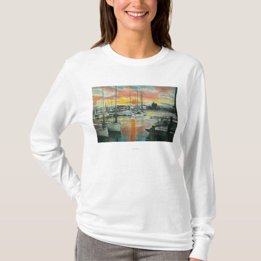 Sunrise in de haven t-shirt (Voorkant)