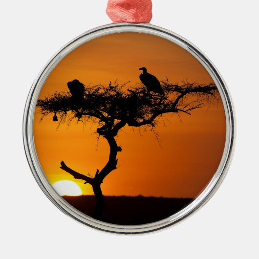 Sunrise in de Masai Mara, Kenia Metalen Ornament (Voorkant)