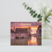 Sunrise in Museumsbrücke in Neurenberg Duitsland Briefkaart (Staand voorkant)
