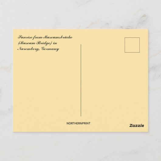Sunrise in Museumsbrücke in Neurenberg Duitsland Briefkaart (Achterkant)