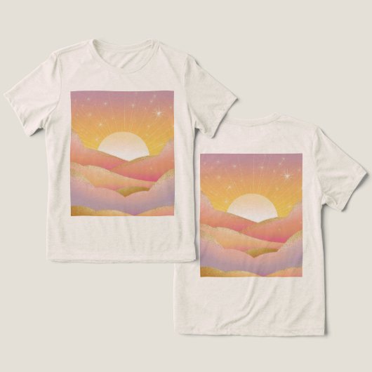Sunrise iriserende vrouwen Tri-Blend shirt (Ontwerp Voorkant & Achterkant)