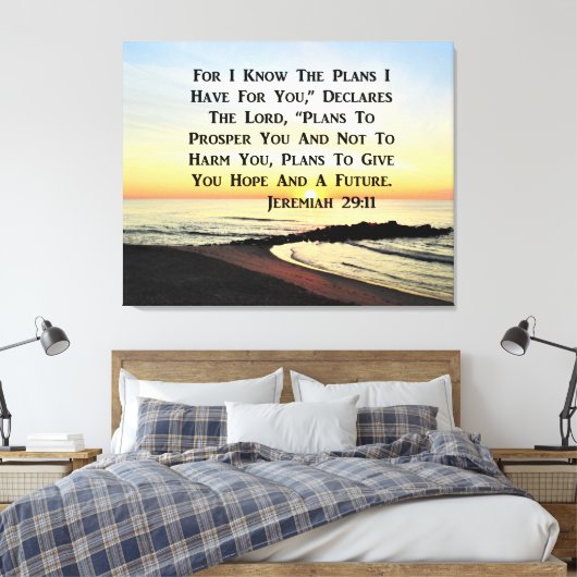 SUNRISE JEREMIAH 29:11 BIBLIOTHEEK CANVAS AFDRUK (Insitu (Slaapkamer))
