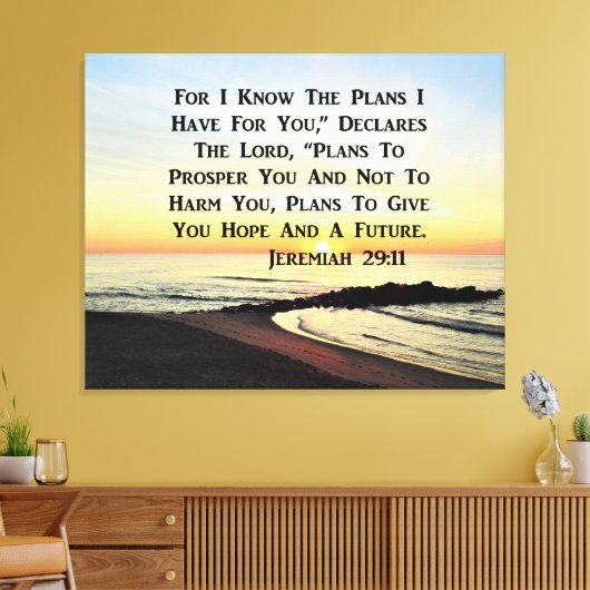 SUNRISE JEREMIAH 29:11 BIBLIOTHEEK CANVAS AFDRUK (Insitu (Woonkamer))