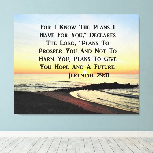 SUNRISE JEREMIAH 29:11 BIBLIOTHEEK CANVAS AFDRUK (Insitu (Houten vloer))