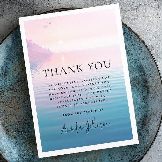 Sunrise klif en vogels begrafenis sympathie bedankkaart