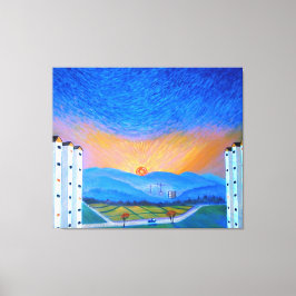 Sunrise Korean Countryside Canvas Afdruk